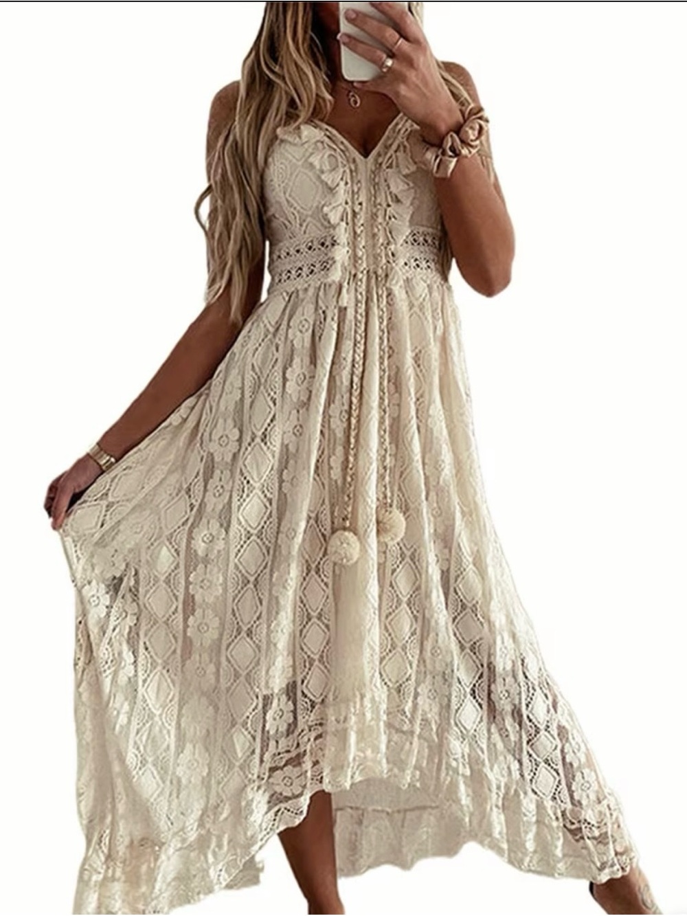 NWOT Lace Boho Maxi Dress in Cream , Summer Dresses, Lightweight, Various Sizes